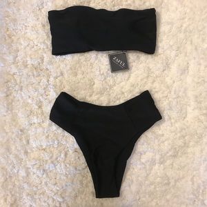 Black High Waisted Bandeau Bikini